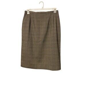 Anna Carole Plaid Skirt Size 12 Brown Black Vintage Office Corpcore Professional
